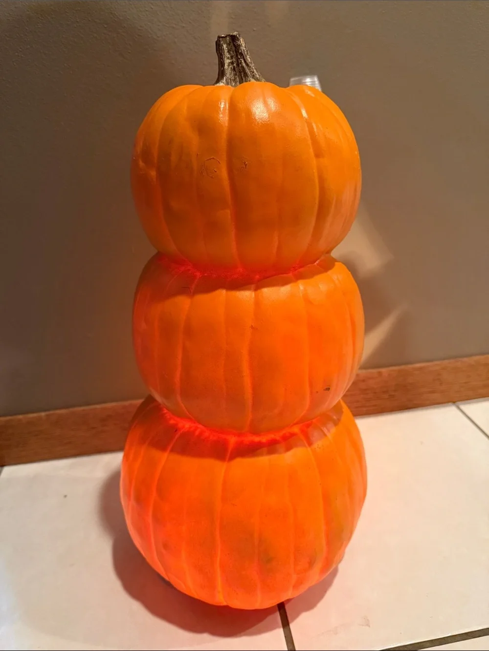 3 Pumpkin Tower Gemmy Jack-o-Lantern Stack Light Up Lamp Halloween Decor Works